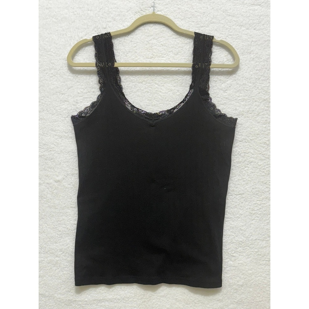 Vayonne Black Lace Trim Tank Top Kids XL Sleeveless Layering Basic‎ Casual